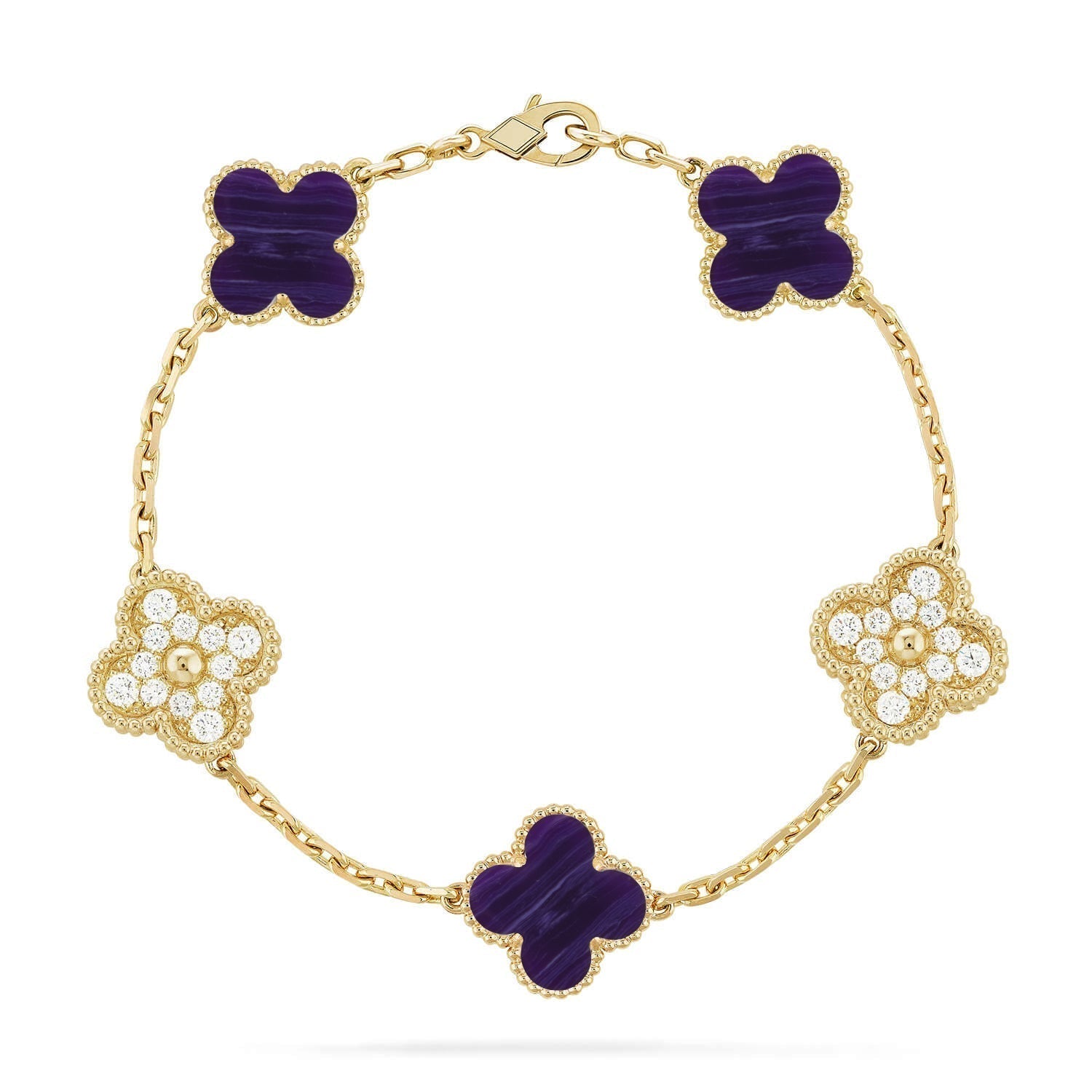 VCA CLOVER 5 MOTIF PURPLE STRIPES BRACELET COLLECTION